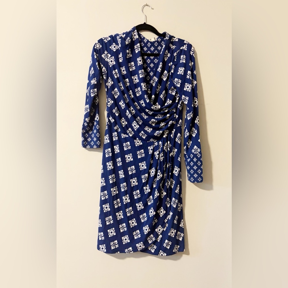 Hatley Blue and White Wrap-Style Women's Dress
